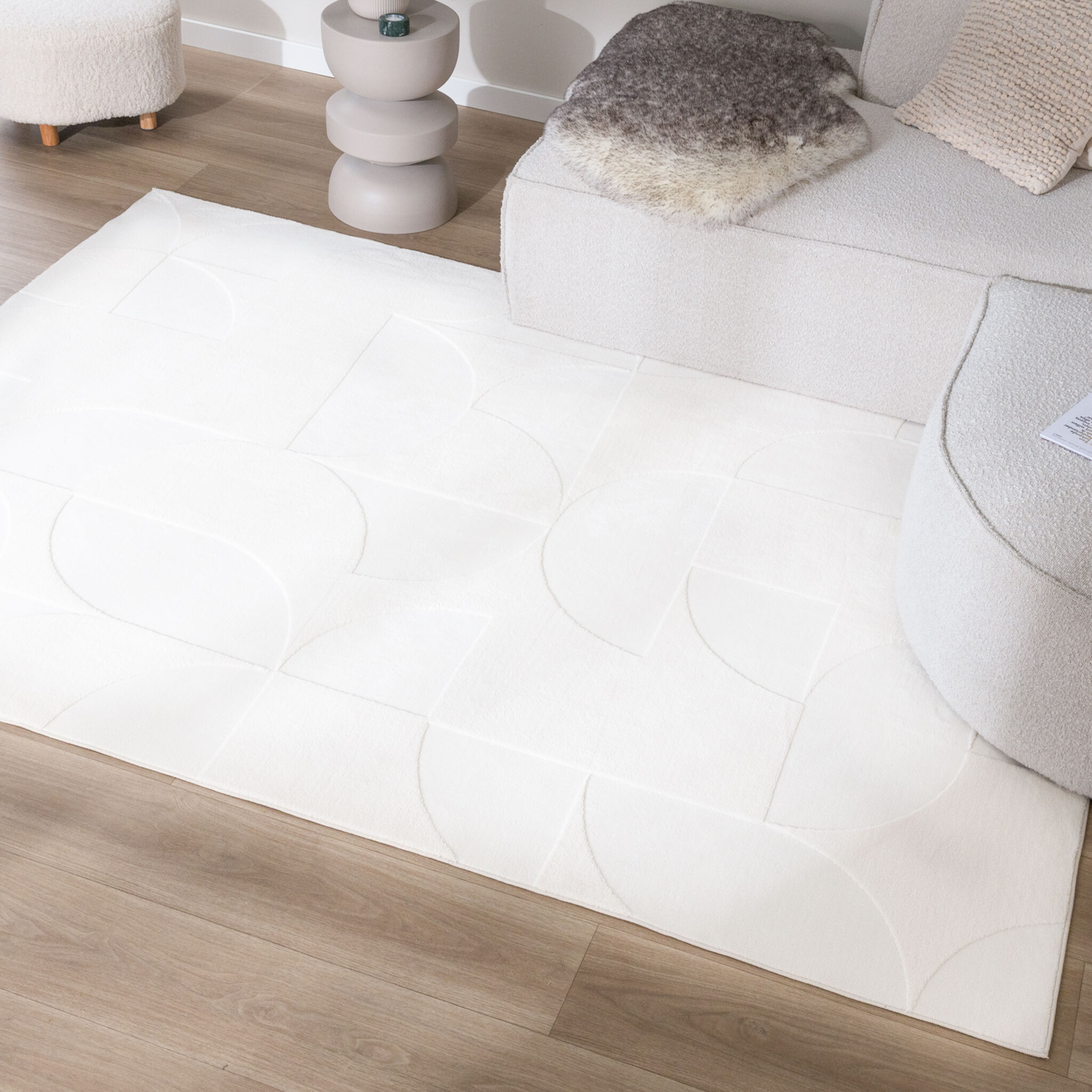 Scandinavisch vloerkleed - Charm Circles Wit