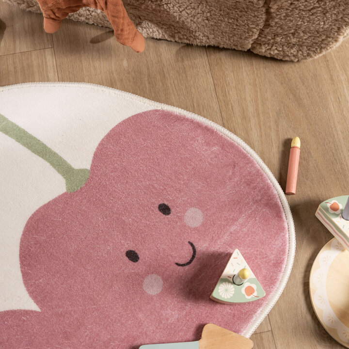 Wasbaar kindervloerkleed - Berry Kersen Rood
