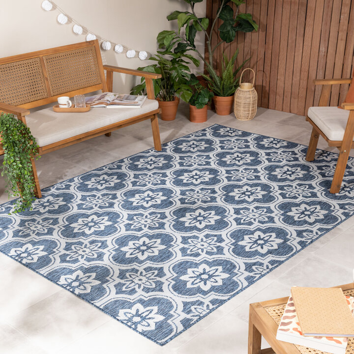 Buitenkleed - Rio Flower Blauw