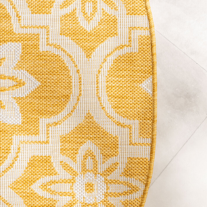 Rond buitenkleed - Rio Flower Geel