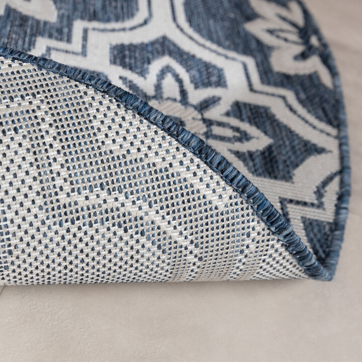 Rond buitenkleed - Rio Flower Blauw