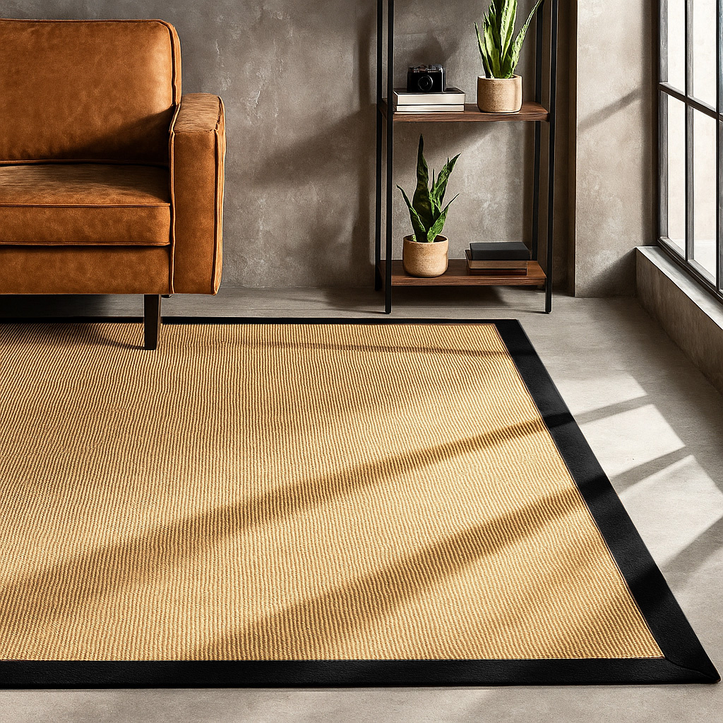 Sisal vloerkleed - Tulum Border Zwart