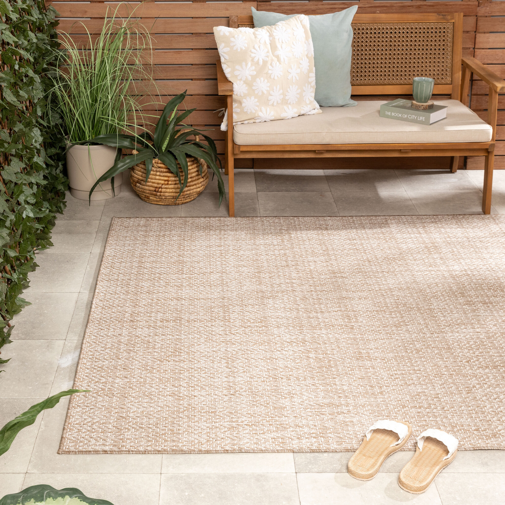 Jute buitenkleed - Nusa Lines Beige