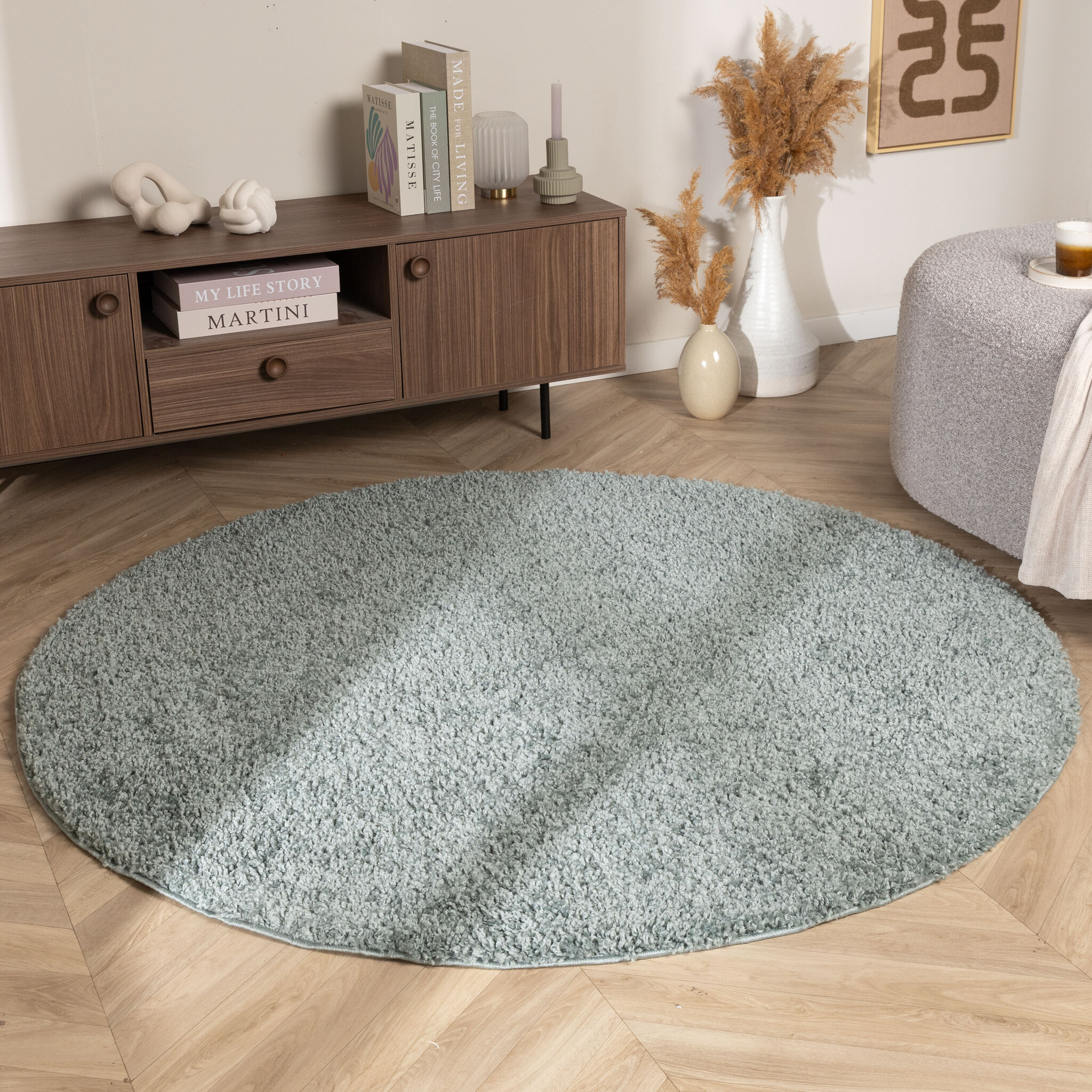 Rond Effen vloerkleed -  Wish Blauw/Groen