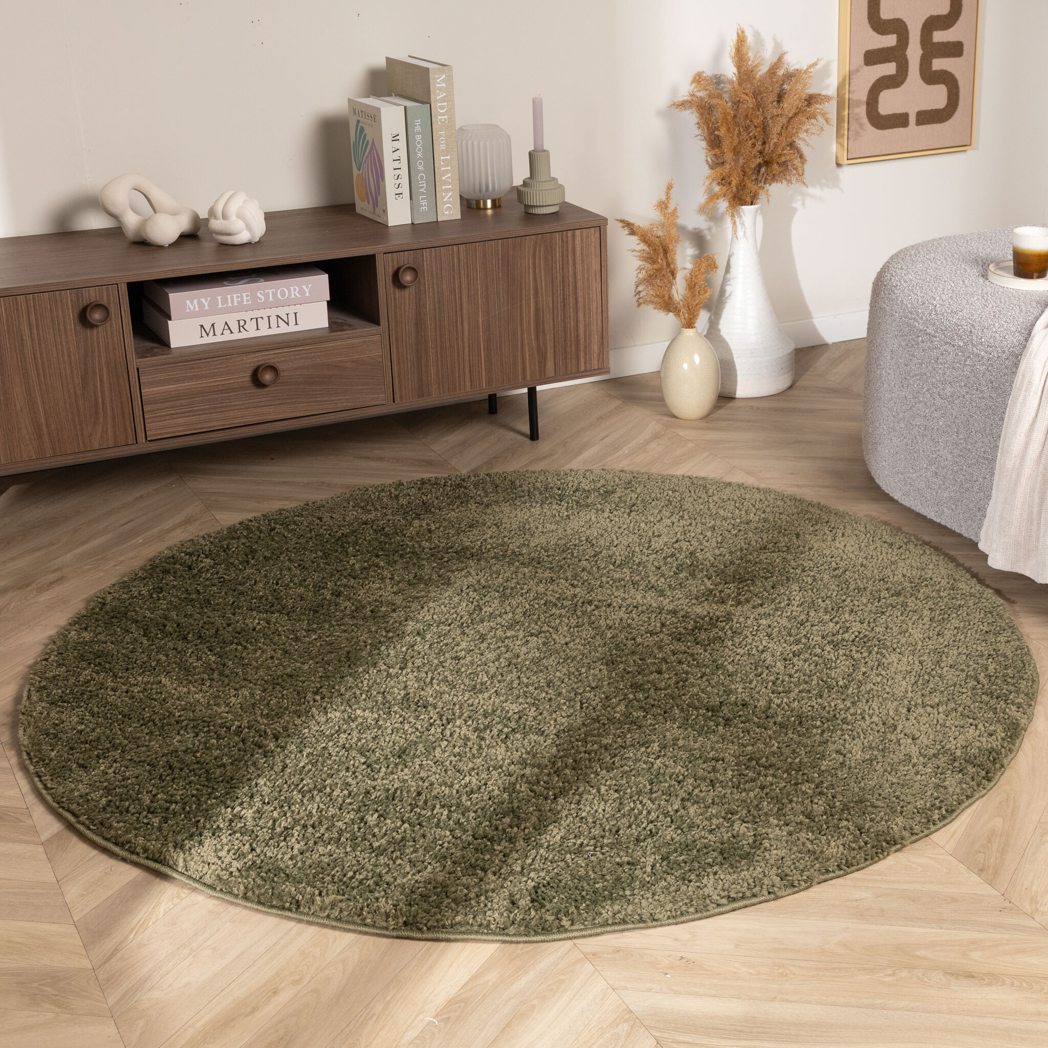 Rond Effen vloerkleed -  Wish Groen