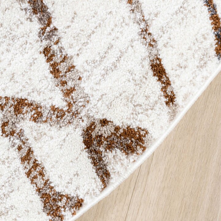 Rond hoogpolig vloerkleed - Blend Diamond Terra