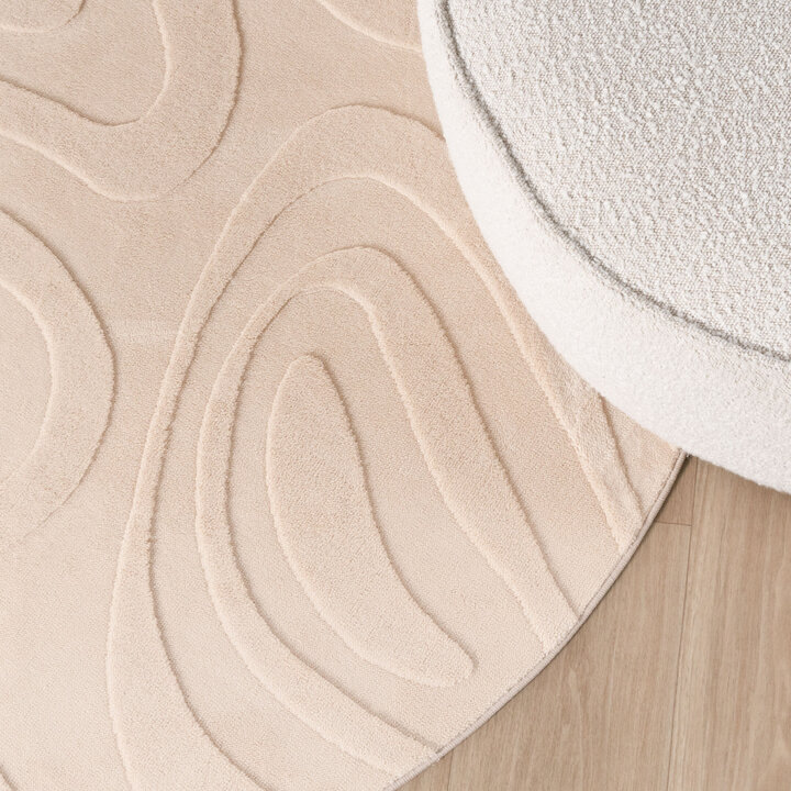 Rond Scandinavisch vloerkleed - Charm Shapes Beige