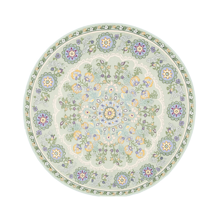 Rond vintage vloerkleed - Bibi Medaillon Mintgroen