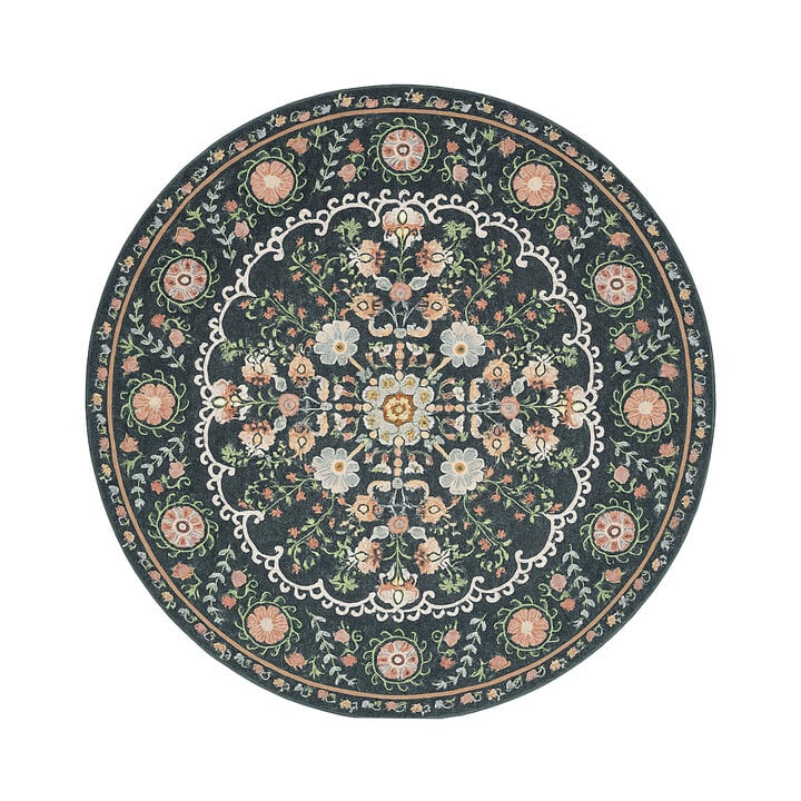 Rond vintage vloerkleed - Bibi Medaillon Blauw