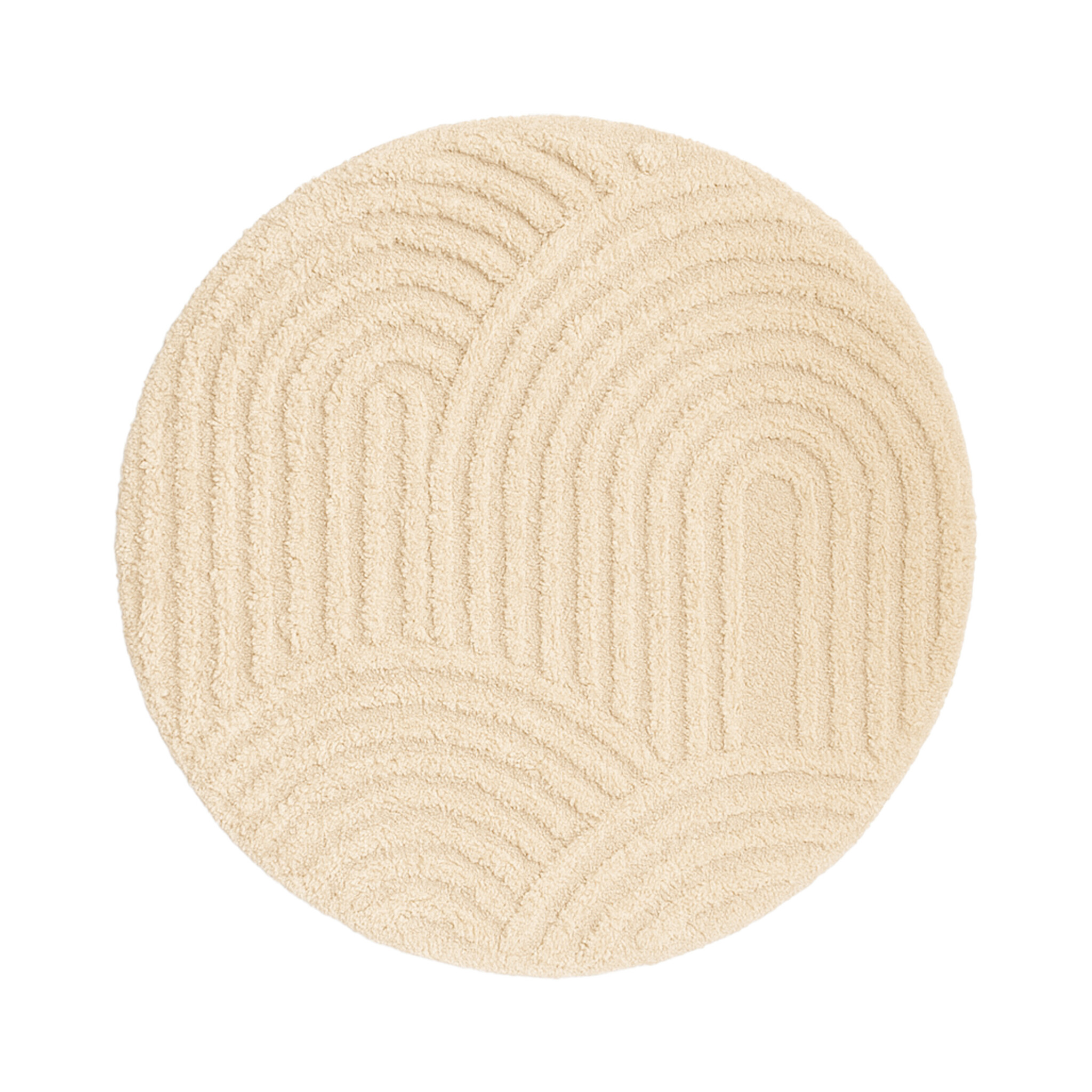 Rond Scandinavisch vloerkleed - Lova Arches Beige - sfeer