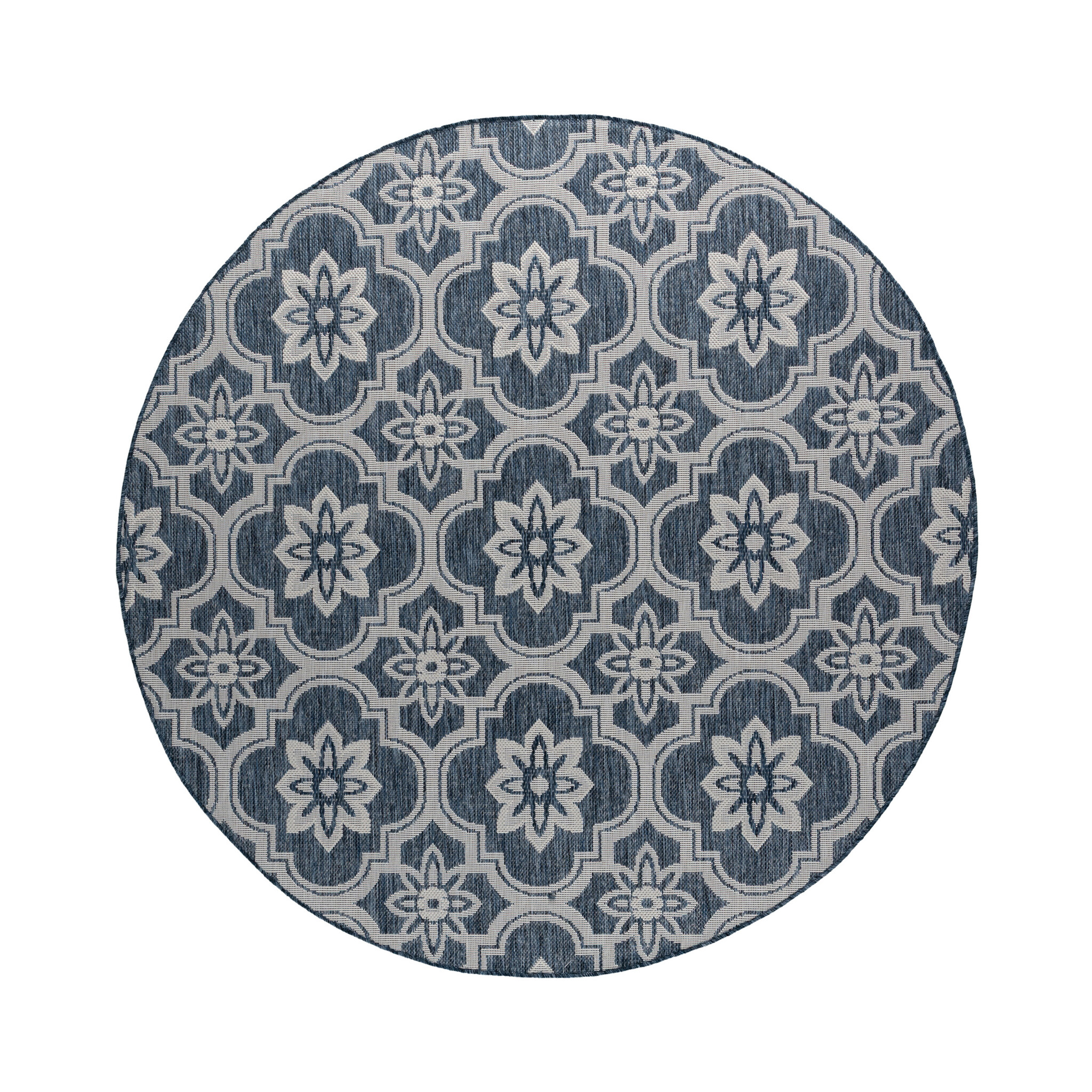 Rond buitenkleed - Rio Flower Donkerblauw - sfeer