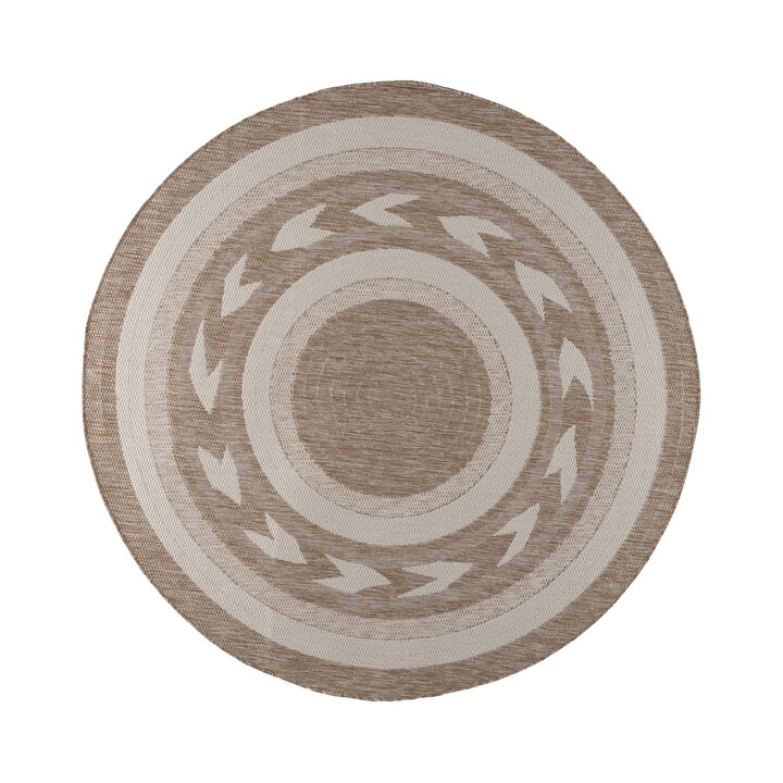 Rond jute buitenkleed - Nusa Orbit Beige/Creme