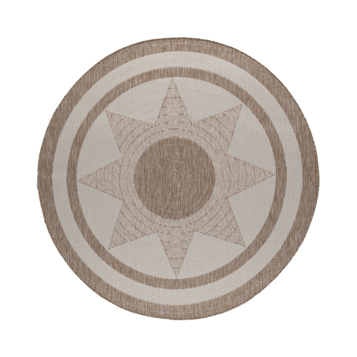 Rond jute buitenkleed - Nusa Sun Beige/Creme 