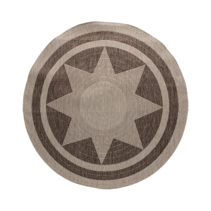 Rond jute buitenkleed - Nusa Sun Bruin/Beige 