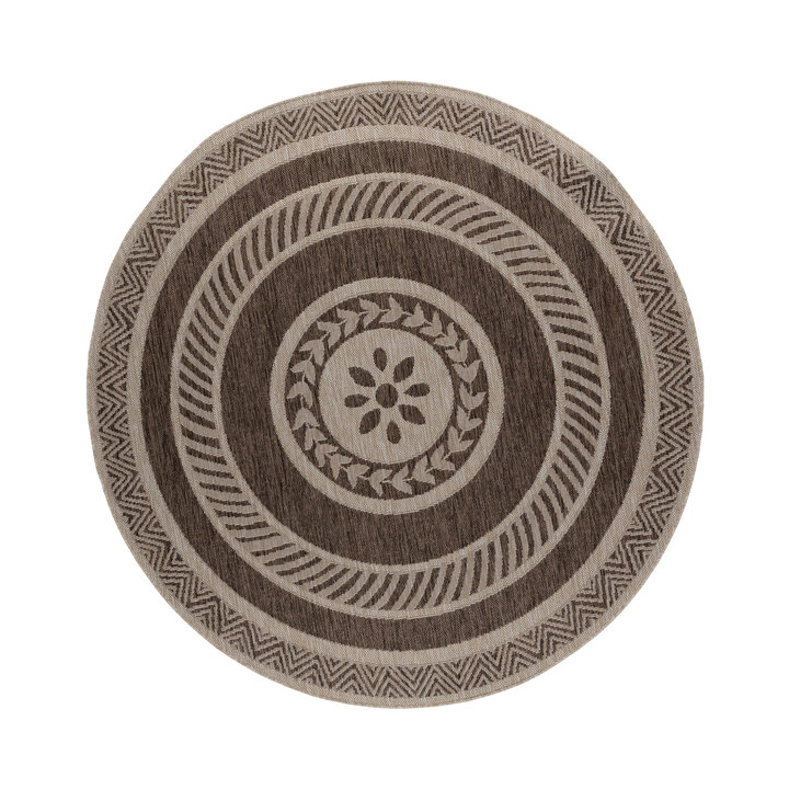Rond jute buitenkleed - Nusa Medallion Bruin/Beige 