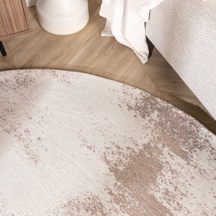 Rond abstract vloerkleed - Candice Taupe