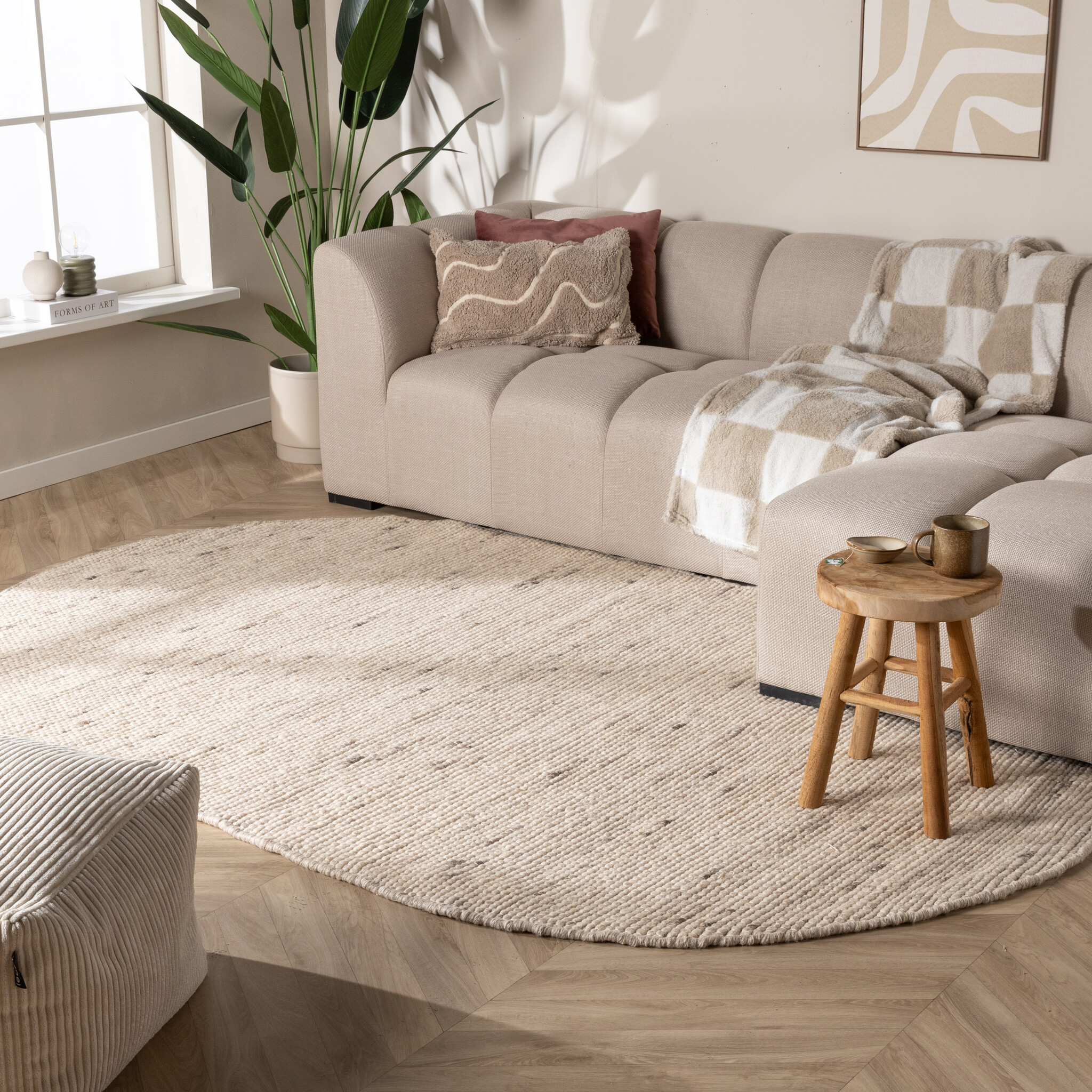 Ovaal wollen vloerkleed - Feline Wit/Gemeleerd