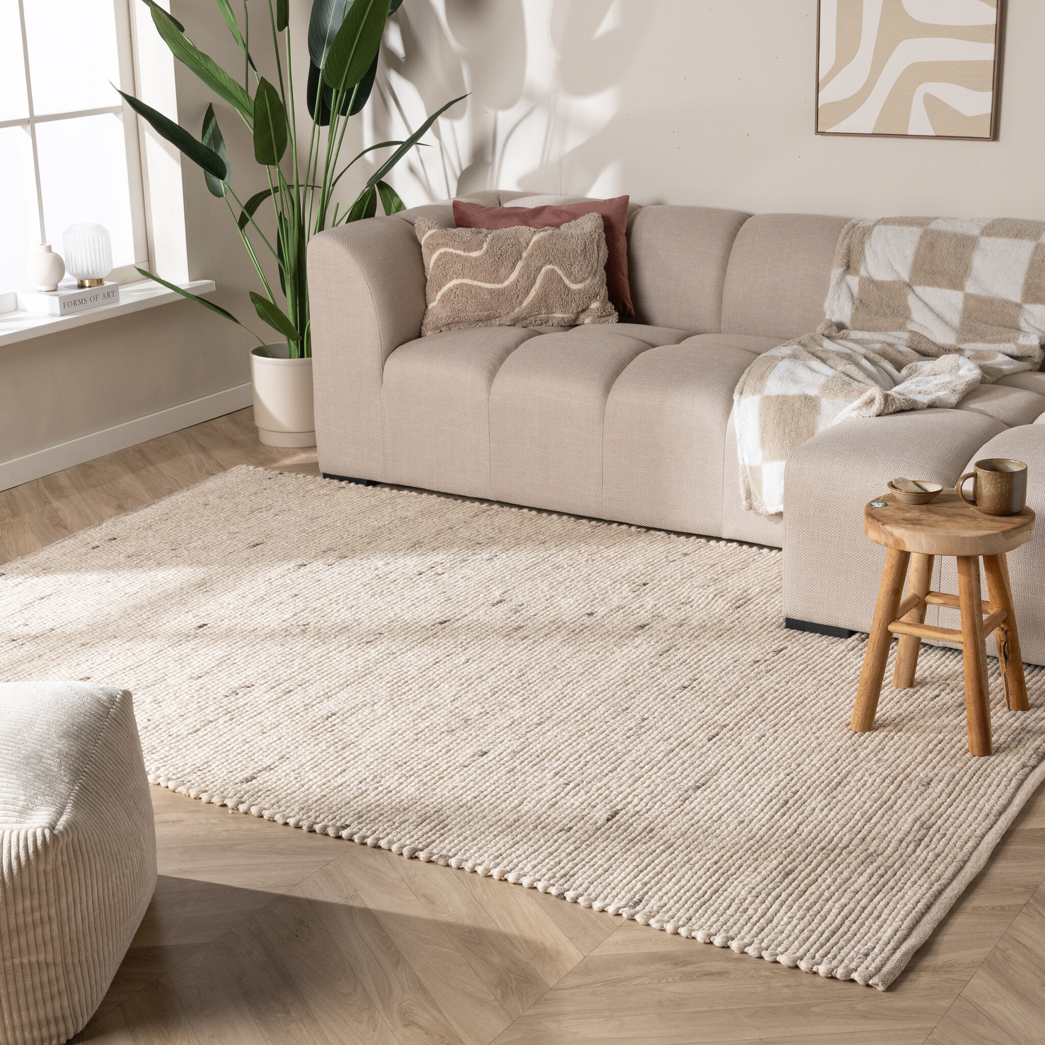 Wollen vloerkleed - Feline Wit/Gemeleerd