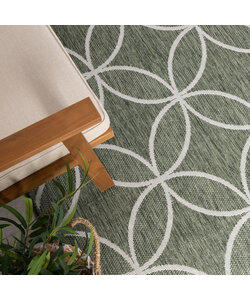 Geometrisch buitenkleed - Faro Ripple Groen/Wit