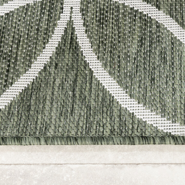 Geometrisch buitenkleed - Faro Ripple Groen/Wit