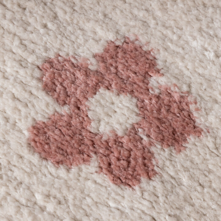 Rond wasbaar kindervloerkleed - Moos Flower Roze 