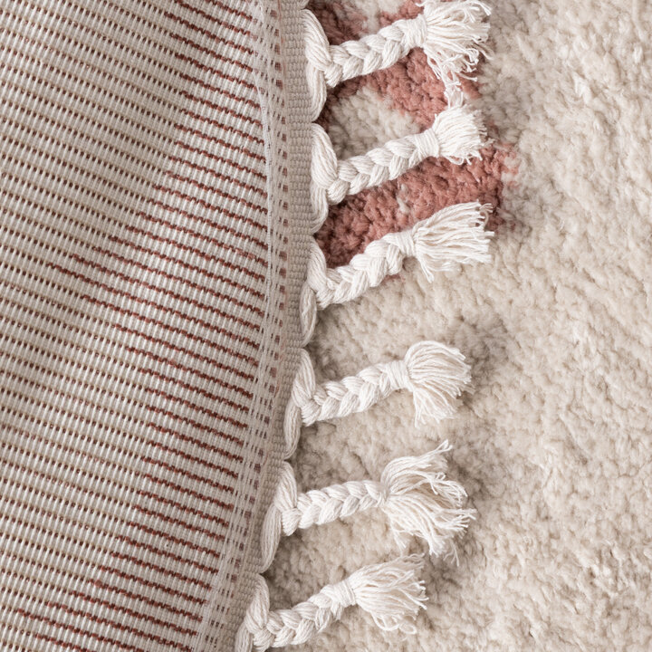 Rond wasbaar kindervloerkleed - Moos Flower Roze 