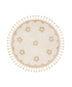 Rond wasbaar kindervloerkleed - Moos Flower Creme 