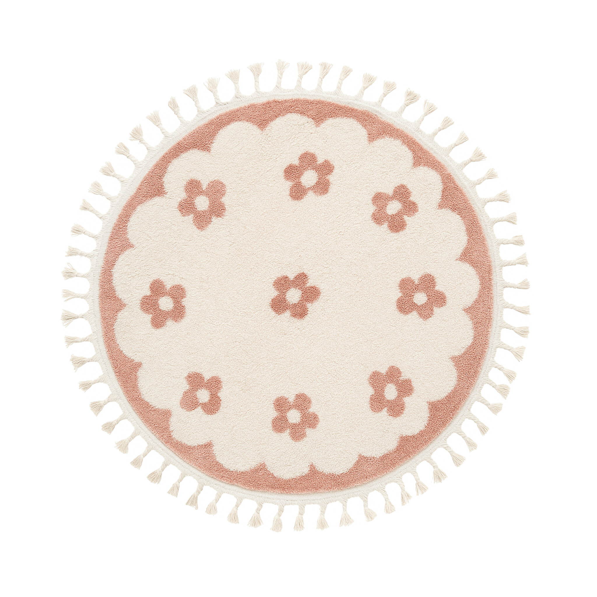 Rond wasbaar kindervloerkleed - Moos Flower Roze - sfeer