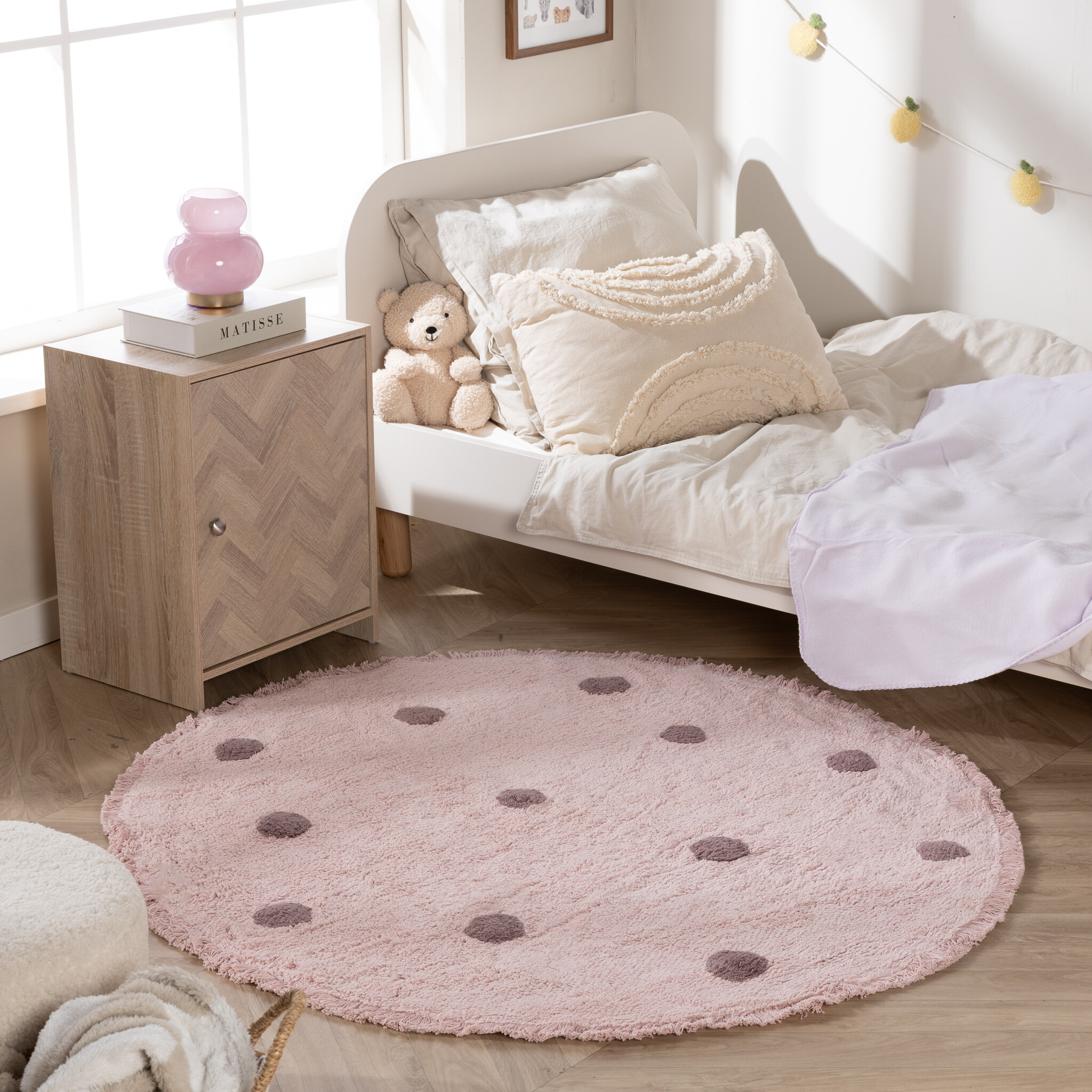 Rond Vloerkleed Kinderkamer - Lou Dots Paars