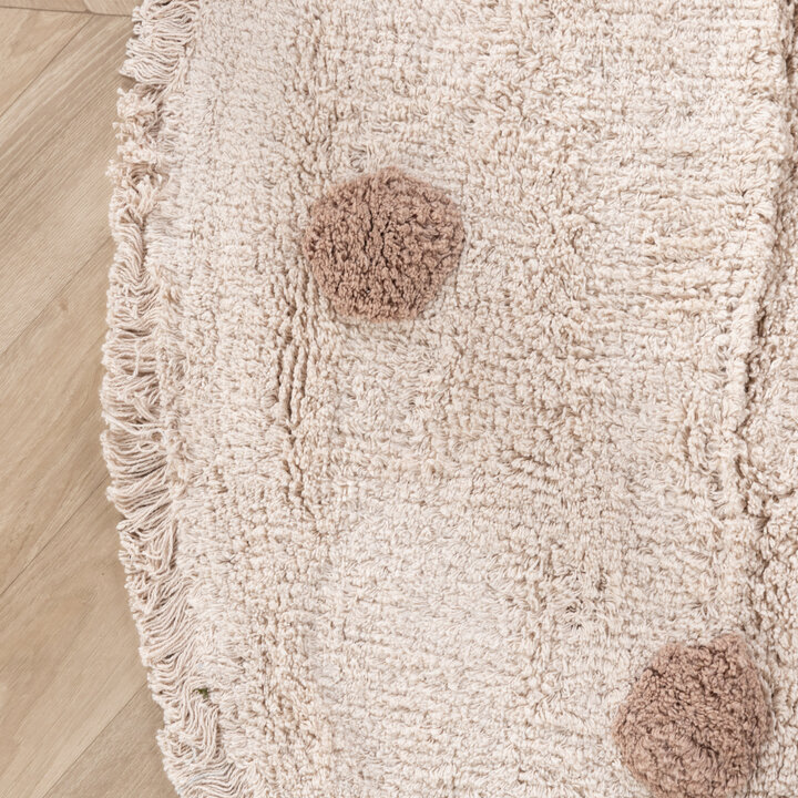 Rond Vloerkleed Kinderkamer - Lou Dots Taupe 