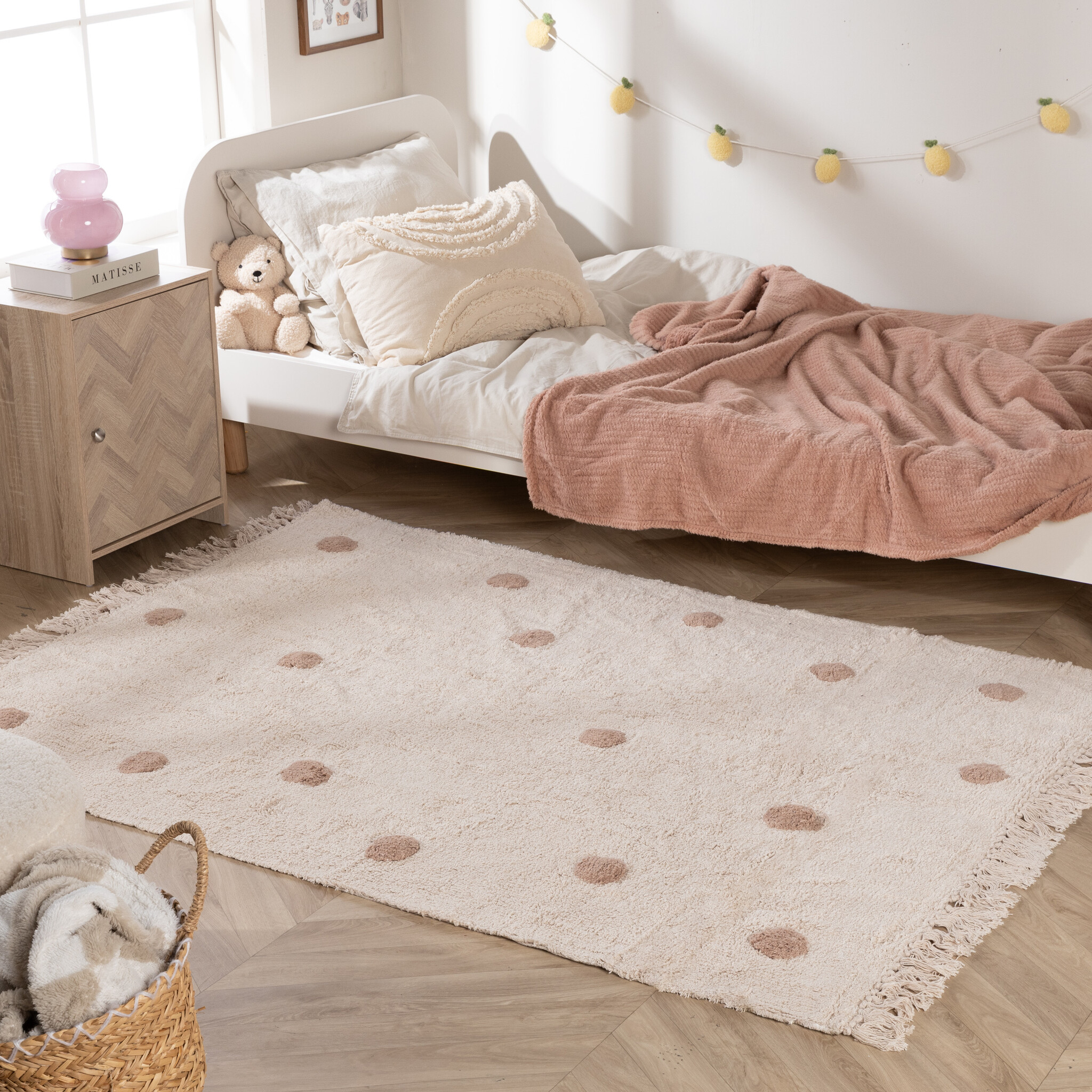 Vloerkleed Kinderkamer - Lou Dots Taupe - Kinderen - Speelkleed - Baby Speelkleed - Little Olly | Vloerkleed Kinderkamer | Vloerkleed Babykamer | Kindervloerkleed