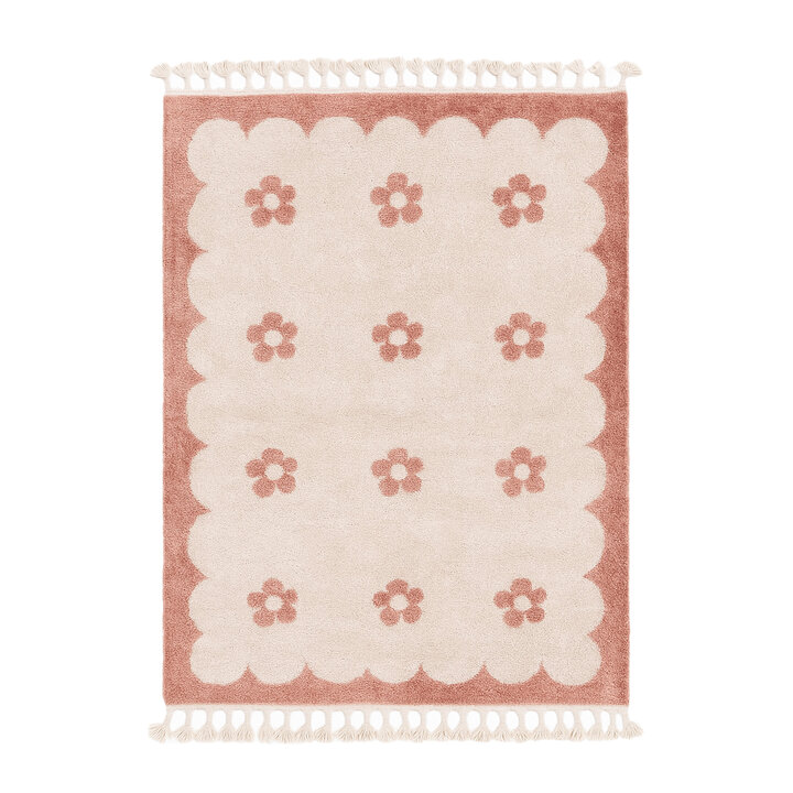 Wasbaar kindervloerkleed - Moos Flower Roze 