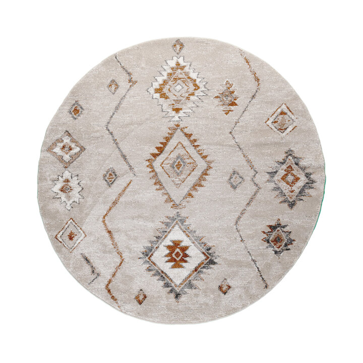 Rond Berber vloerkleed - Blend Aztec Beige