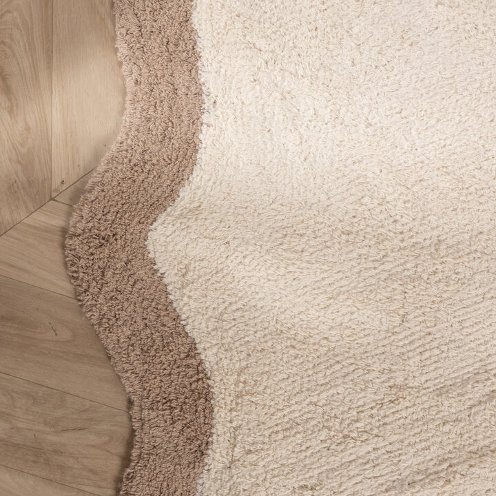 Rond Wasbaar vloerkleed - Hazy Beige/Creme