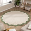 Rond Wasbaar vloerkleed - Hazy Groen/Creme - thumbnail
