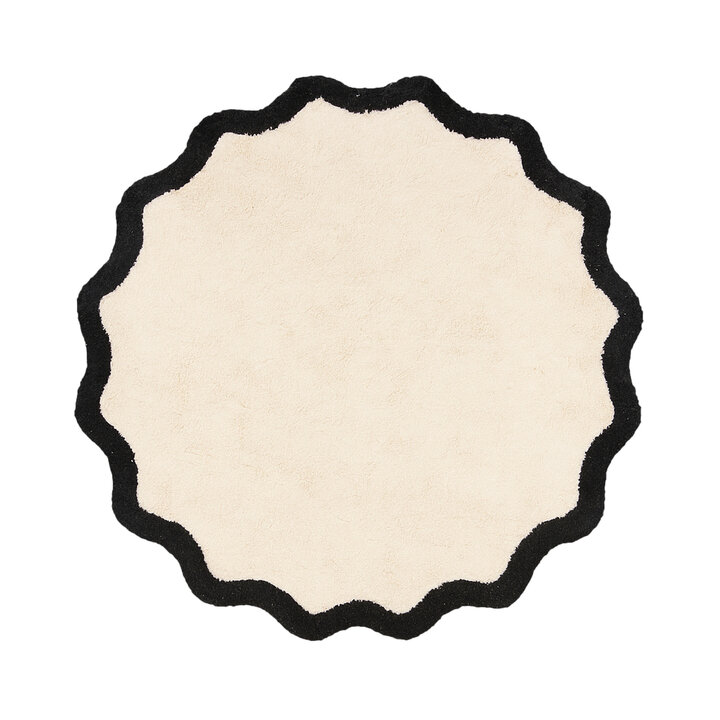 Rond Wasbaar vloerkleed - Hazy Zwart/Creme