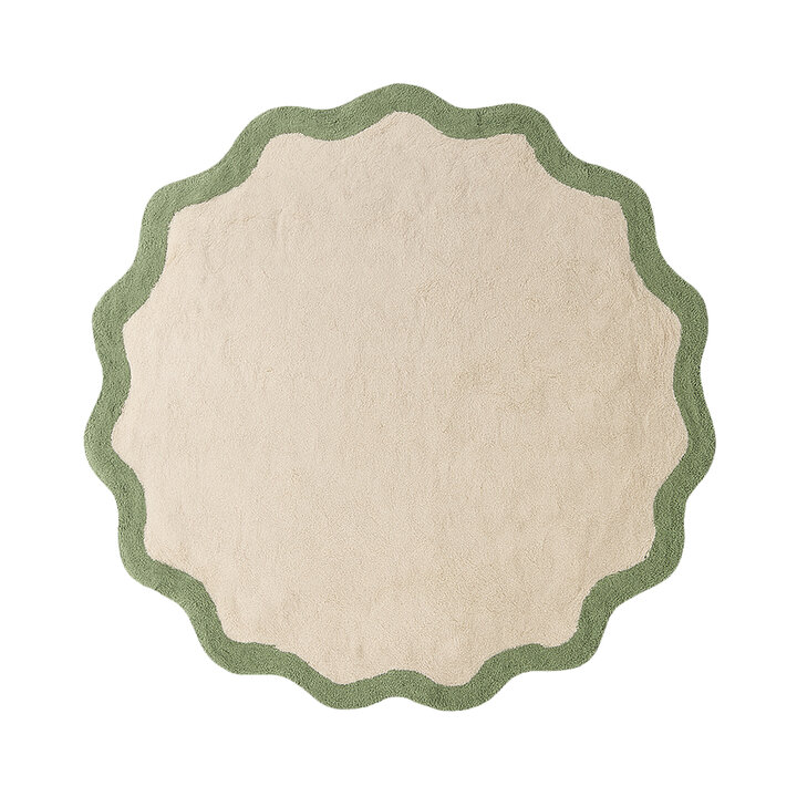 Rond Wasbaar vloerkleed - Hazy Groen/Creme