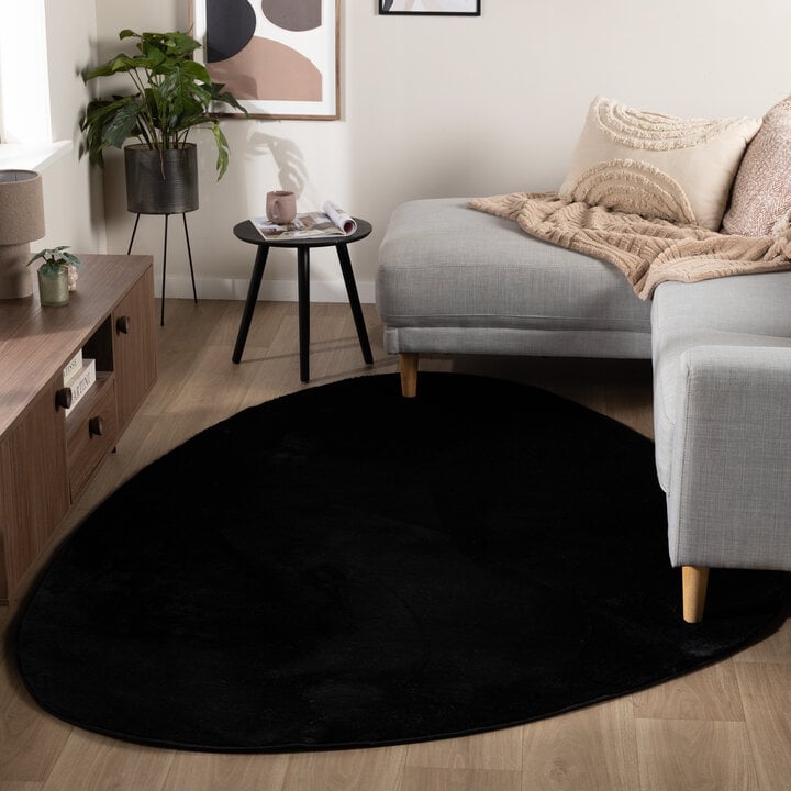 Zacht laagpolig vloerkleed - Cozy Pebble Zwart