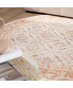Rond Vloerkleed Bloemen - Celine Terracotta