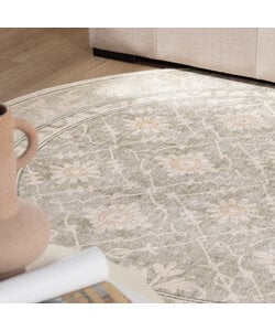 Rond Vloerkleed Bloemen - Celine Groen