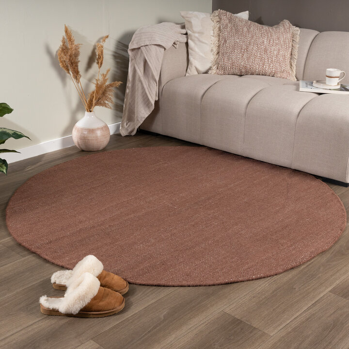Rond wollen vloerkleed - Reno Bruin