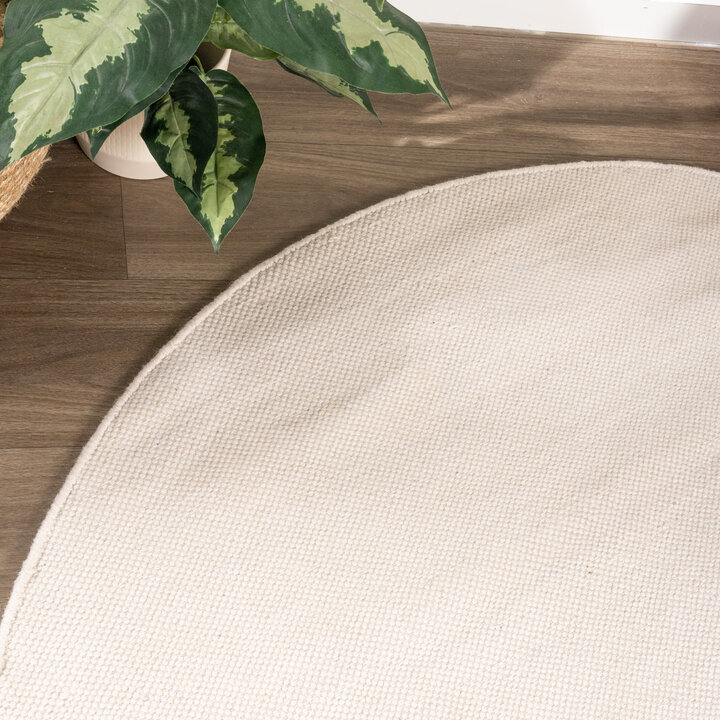 Rond wollen vloerkleed - Reno Creme