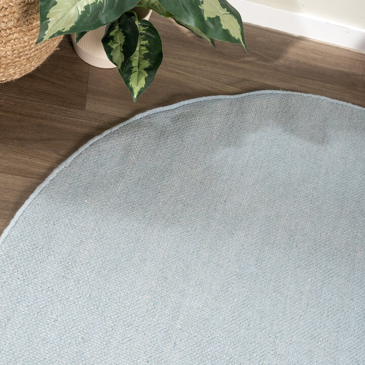 Rond wollen vloerkleed - Reno Blauw