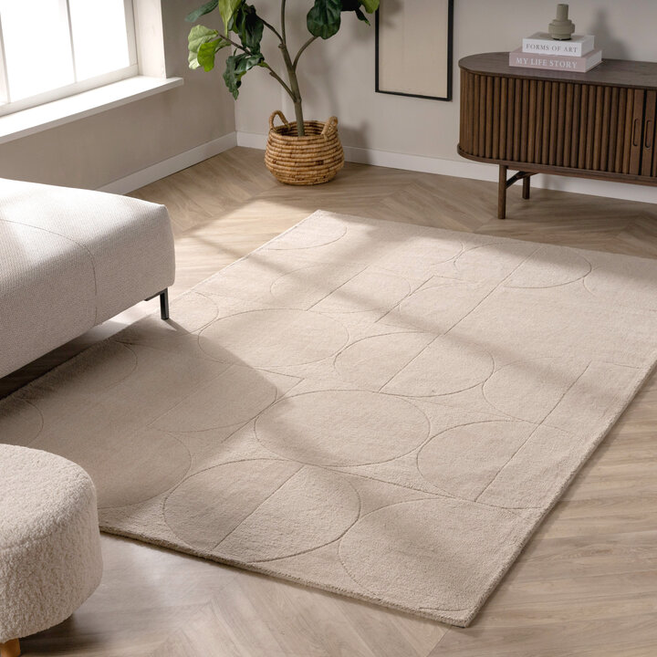 Wollen vloerkleed - Giselle Circles Beige 