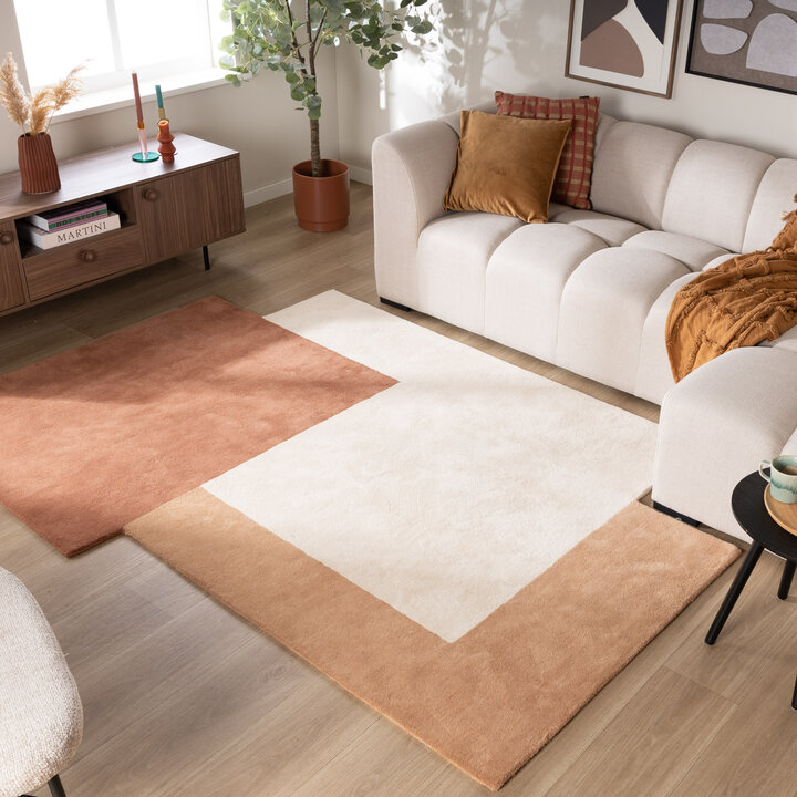 Wollen abstract vloerkleed - Jules Creme/Terra