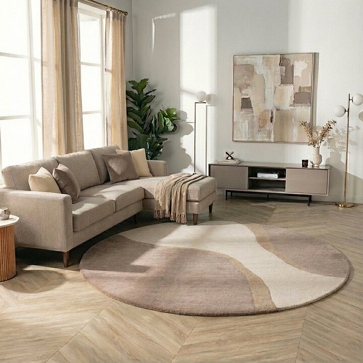 Rond wollen vloerkleed - Vienna Beige