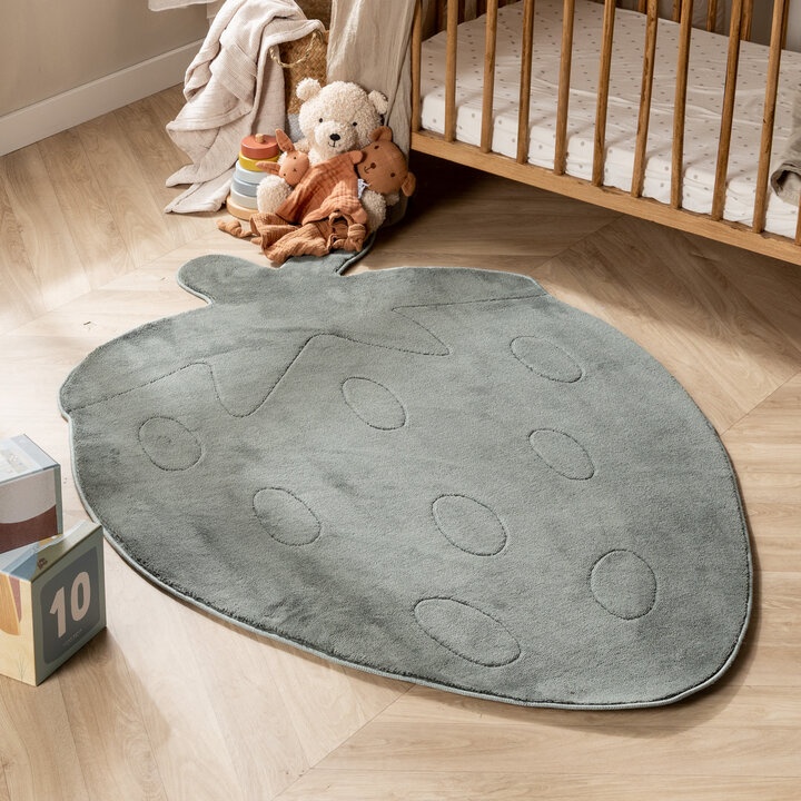 Wasbaar kindervloerkleed - Coco Aardbei Donkergroen