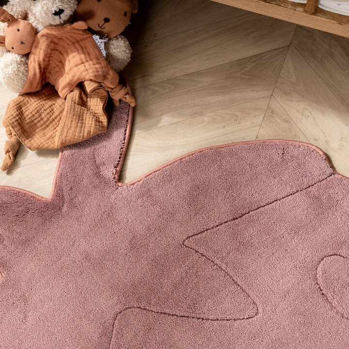 Wasbaar kindervloerkleed - Coco Aardbei Donkerroze