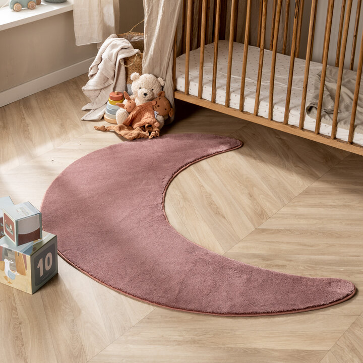 Wasbaar kindervloerkleed - Coco Maan Donkerroze