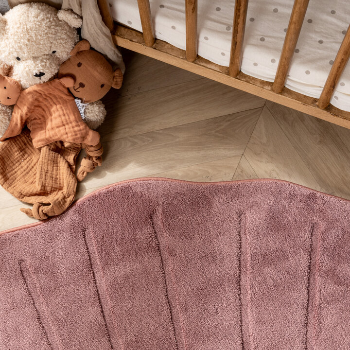 Wasbaar kindervloerkleed - Coco Schelp Donkerroze